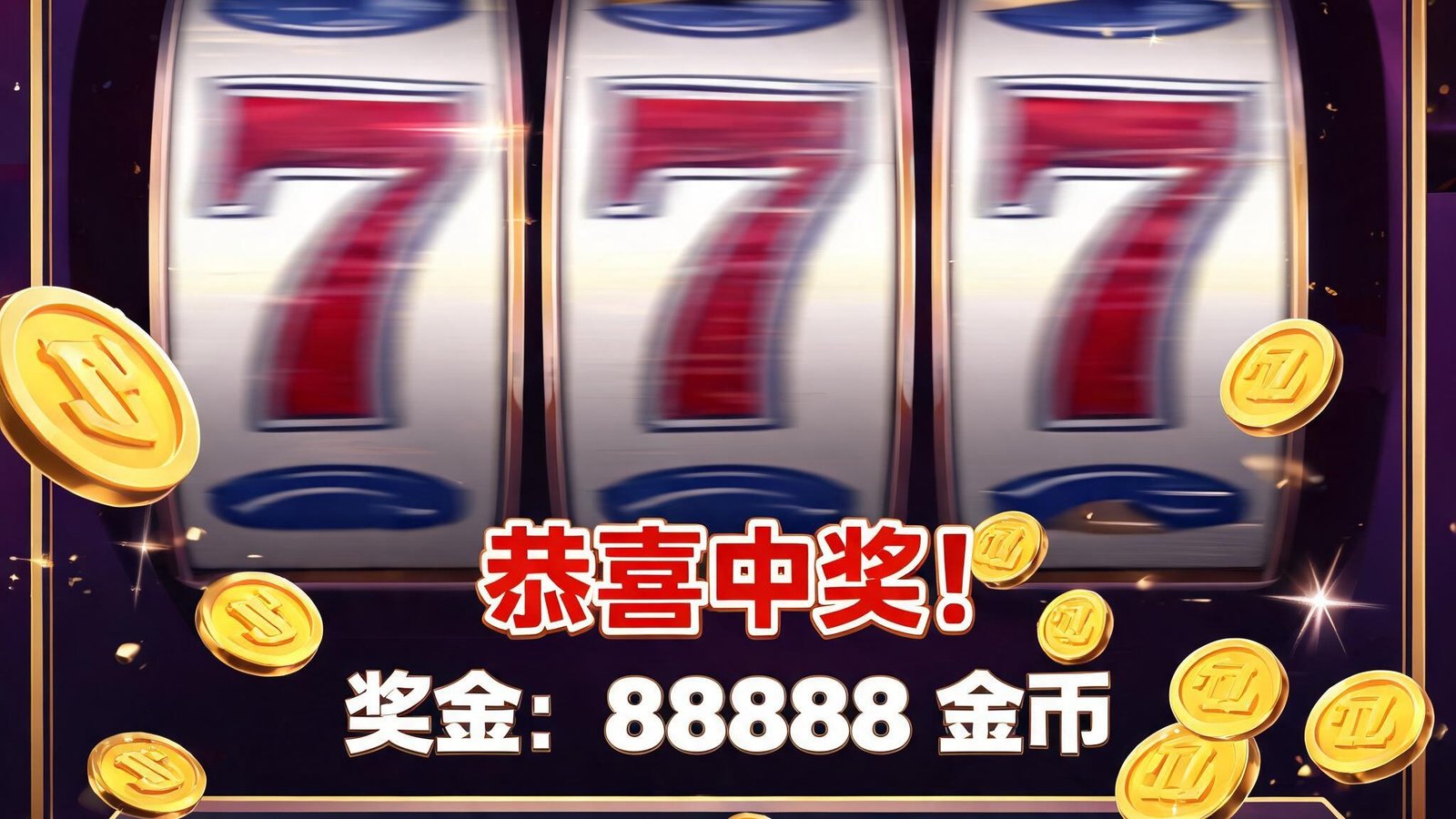 九游会平台电子老虎机游戏画面，屏幕上滚轮转动，中奖金币特效